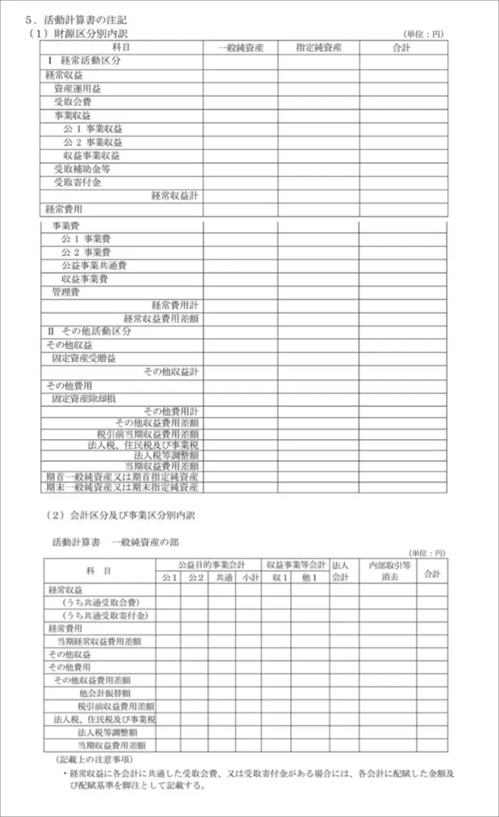 令和6年基準の活動計算書の注記