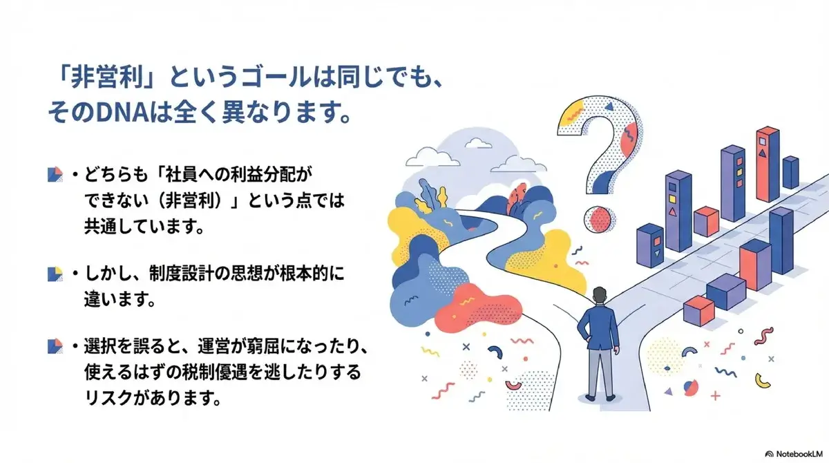 非営利というゴールは同じでもそのDNAは全く異なります。