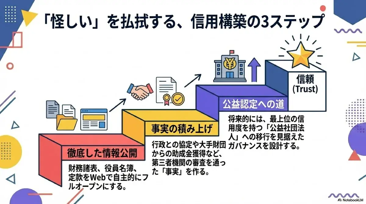 「怪しい」を払拭する、信用構築の3ステップ