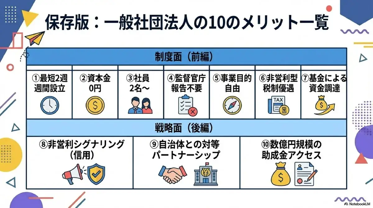 一般社団法人の10のメリット一覧