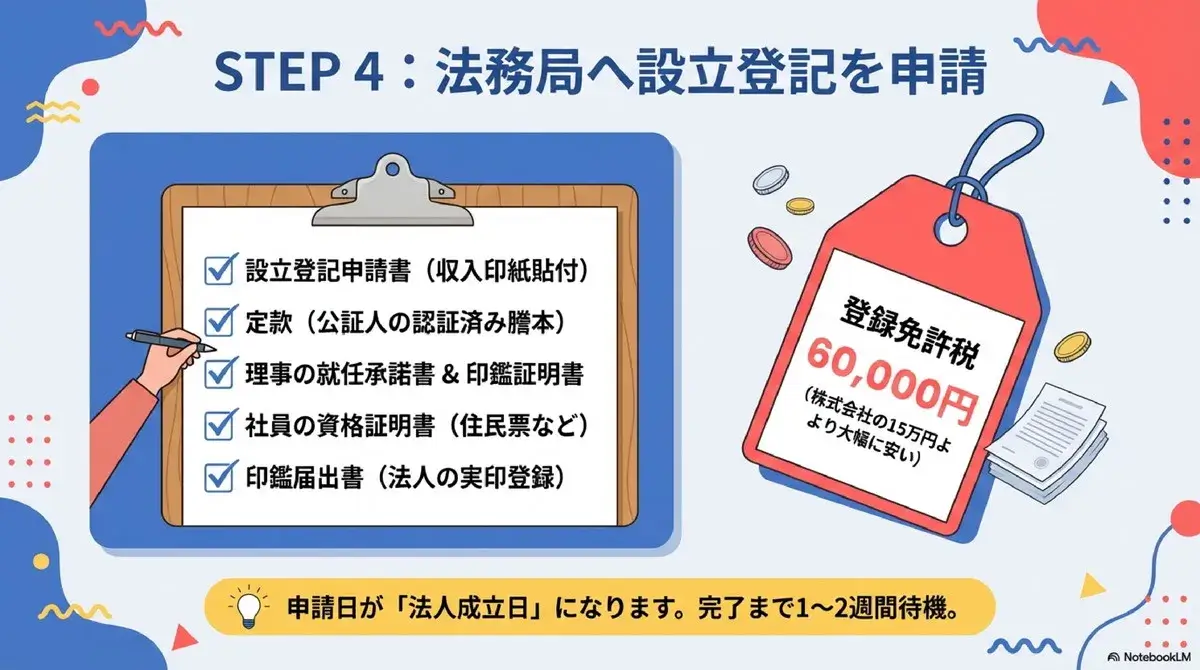 法務局へ設立登記を申請