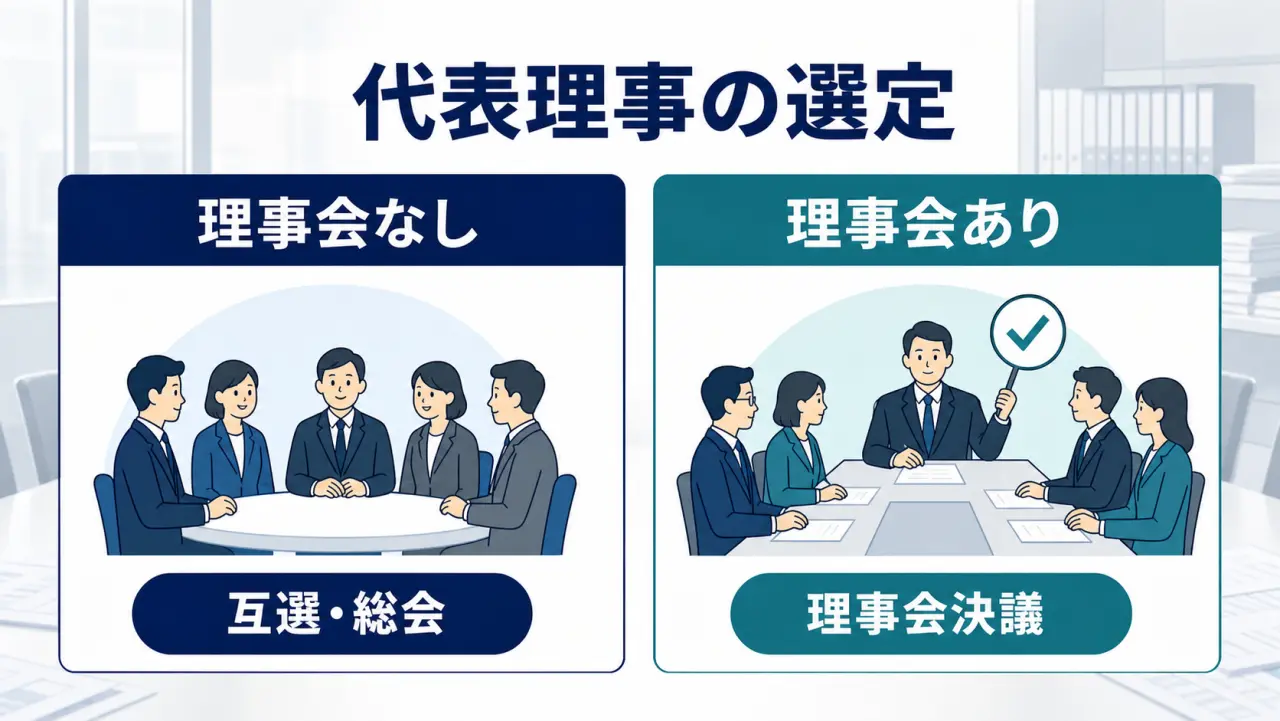 一般社団法人の役員変更登記 代表理事選定方法の図解