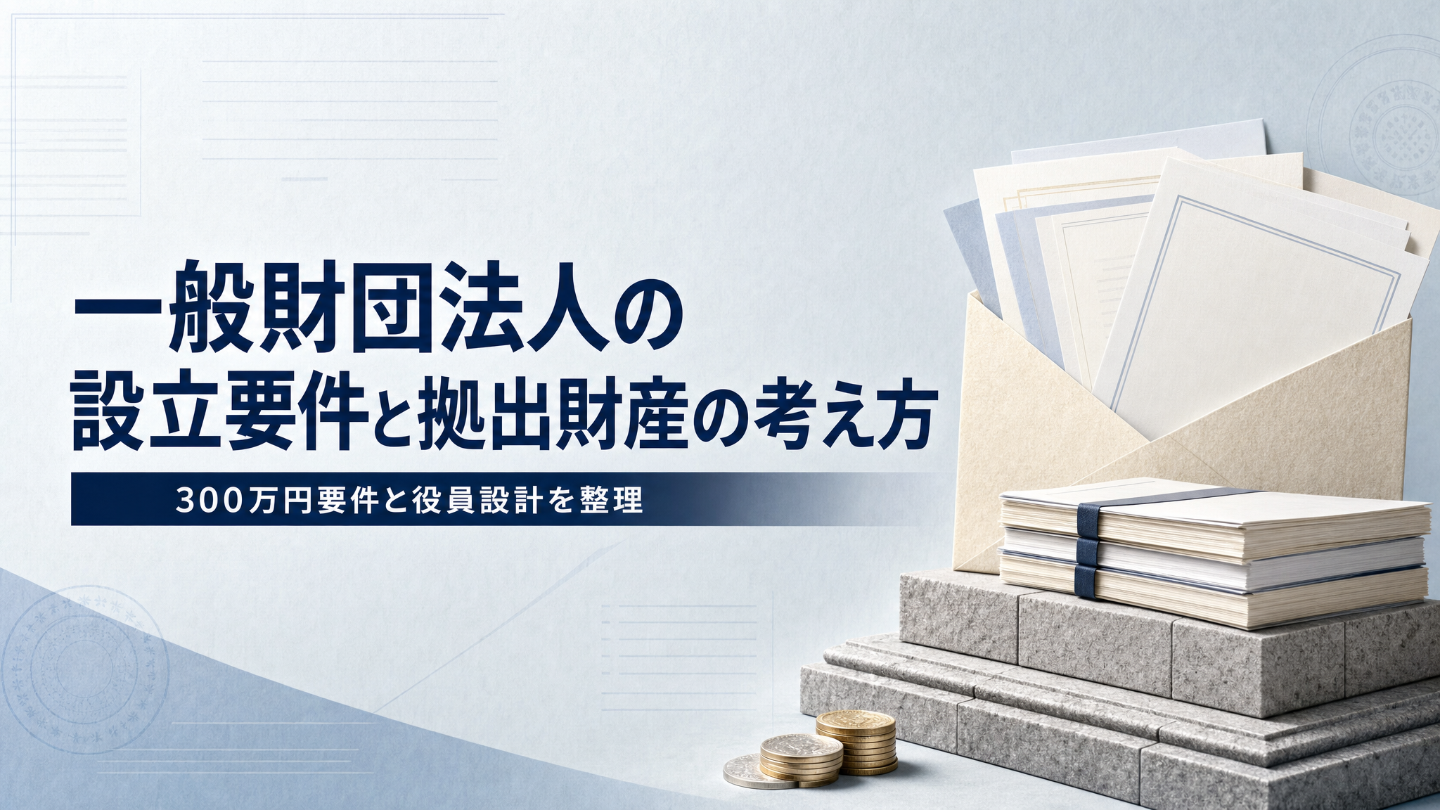 一般財団法人の設立要件と拠出財産の考え方｜実務担当者が押さえるべき基本ルール