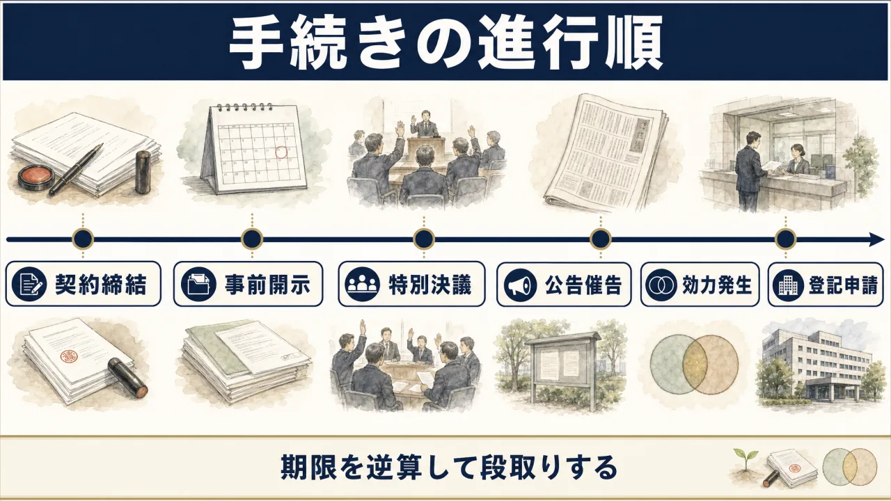 合併手続きの流れとスケジュールの全体像
