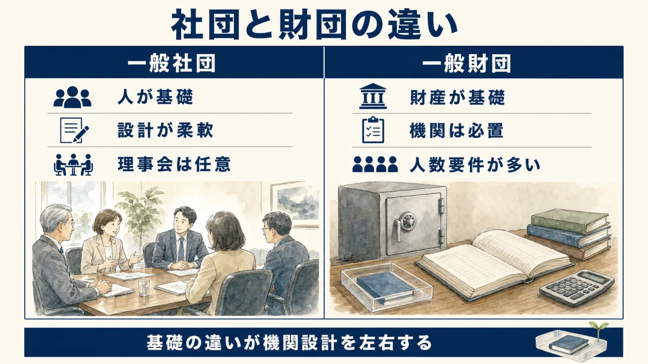 一般社団法人と一般財団法人の機関設計の違い