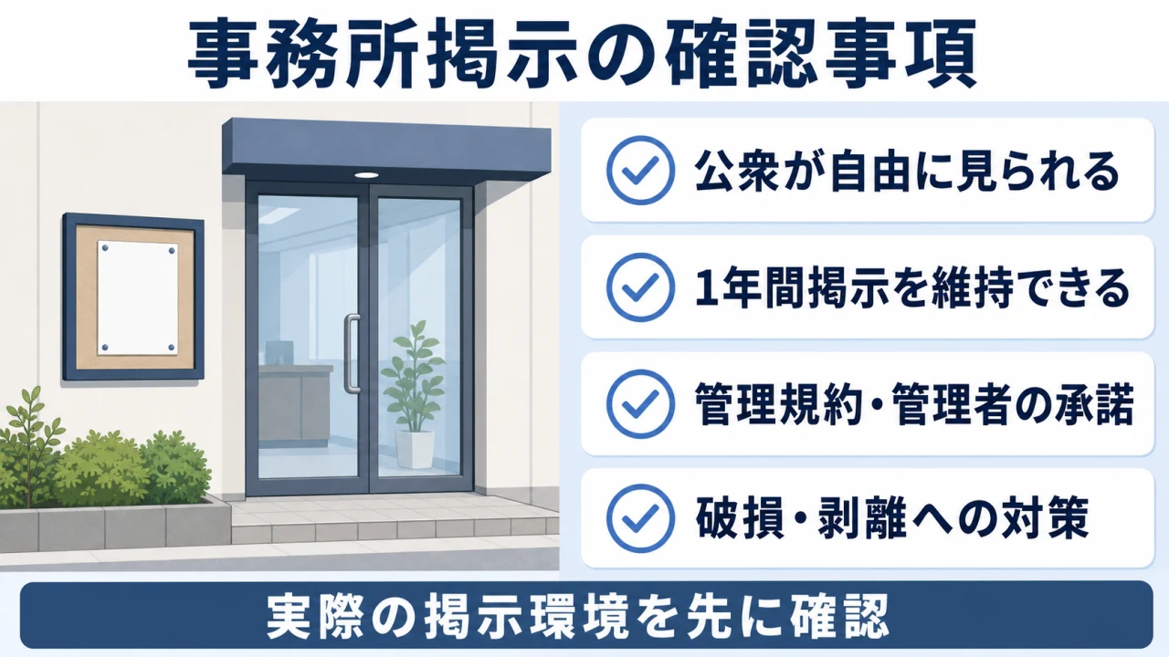 事務所掲示を選ぶ前の確認事項