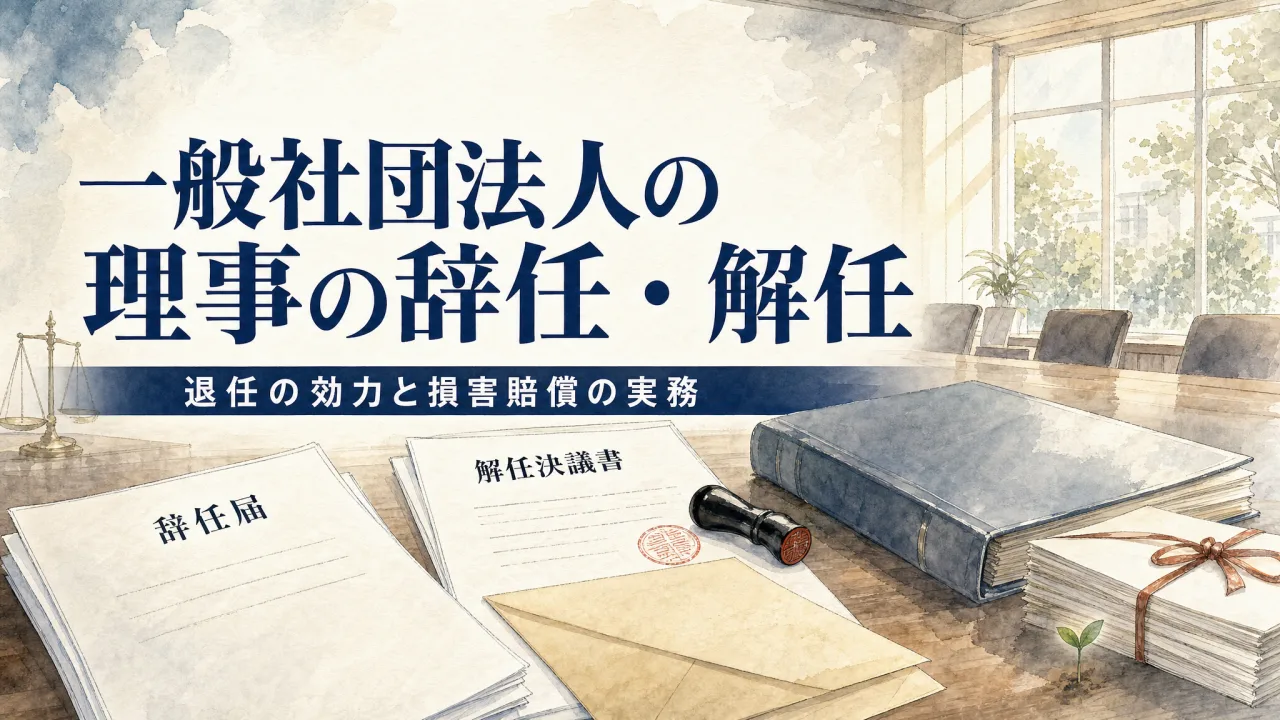 一般社団法人の理事の辞任・解任｜手続・後任選任・権利義務理事・登記