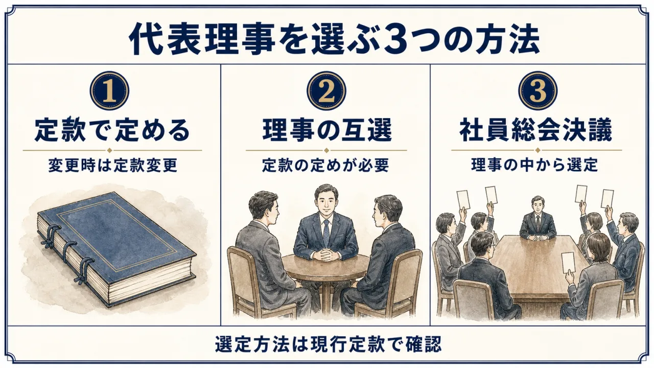 代表理事を選定する3つの方法