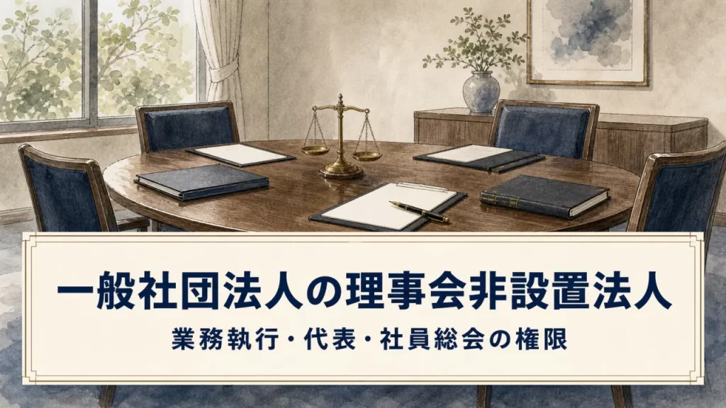 一般社団法人の理事会非設置法人の運営｜業務執行・代表・社員総会の権限