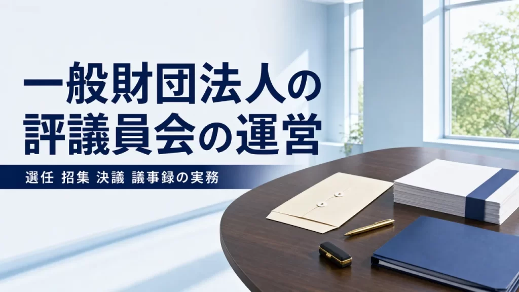 一般財団法人の評議員会の運営｜評議員の選任・決議要件・議事録の実務