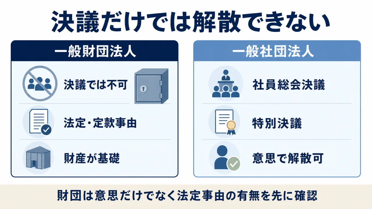 一般財団法人が決議だけでは解散できない理由