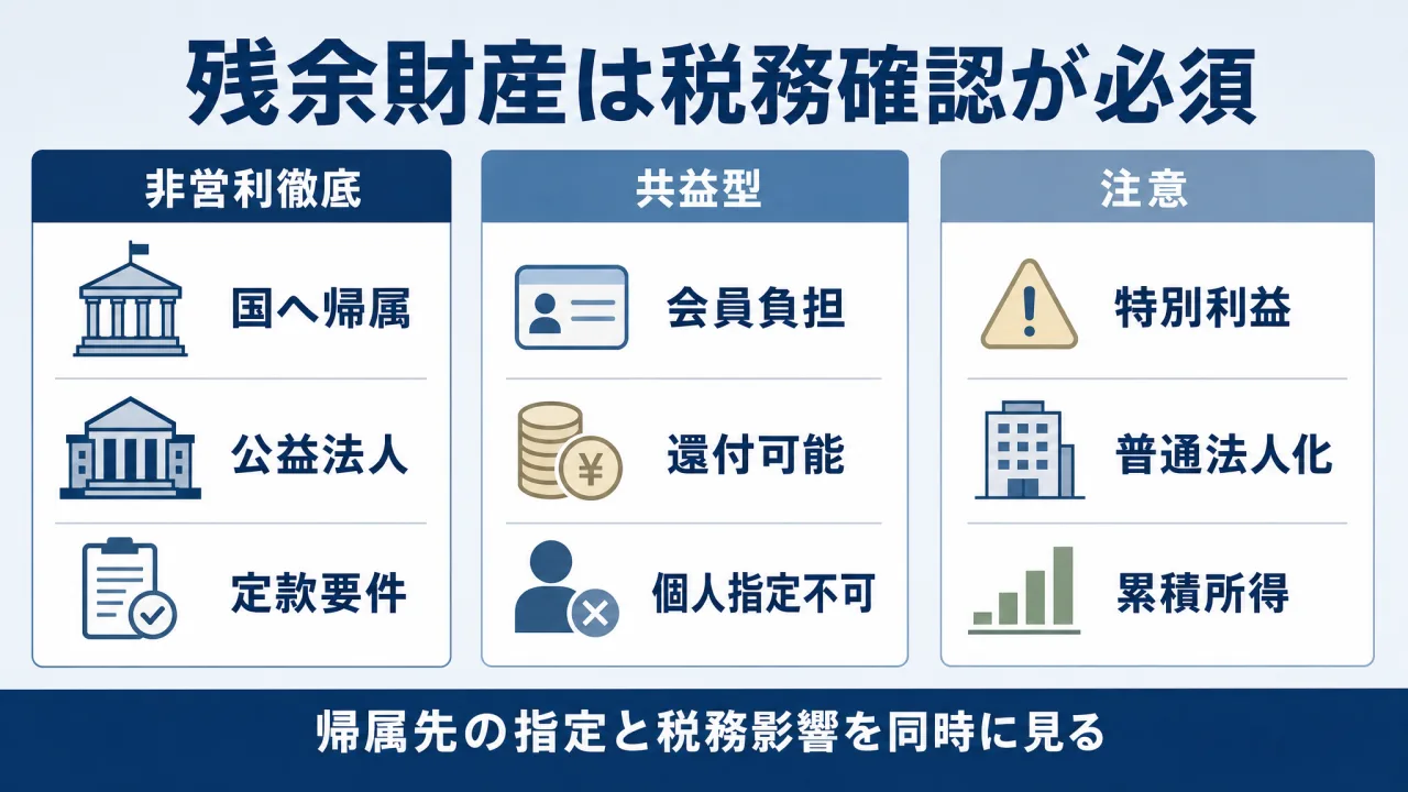 残余財産の帰属先と非営利型法人の税務上の注意点
