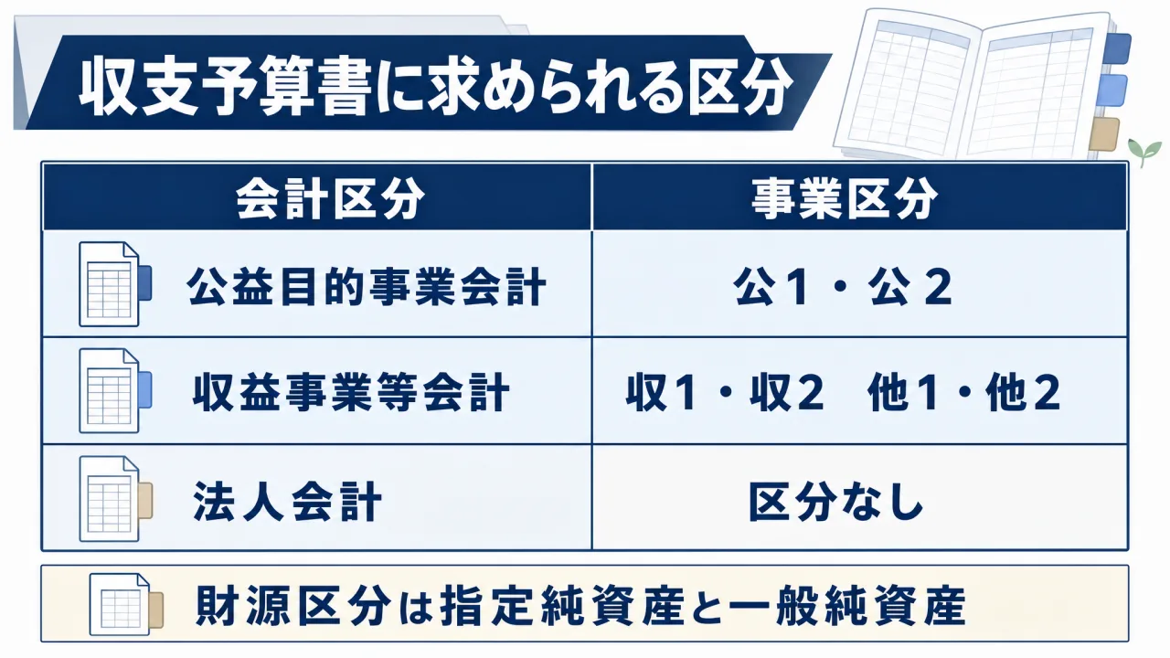 収支予算書に求められる区分