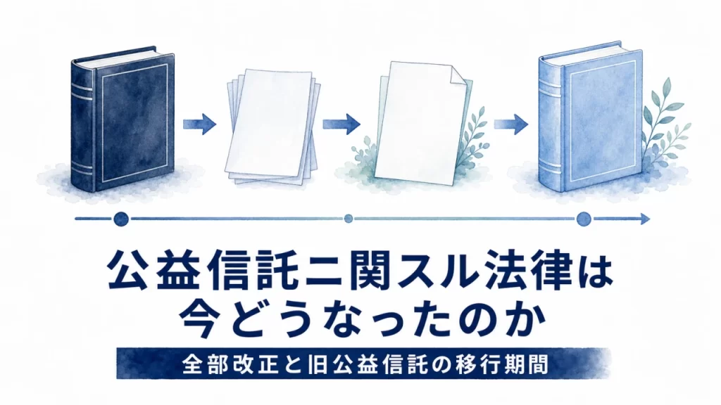 公益信託ニ関スル法律は今どうなったのか｜全部改正と旧公益信託の移行期間