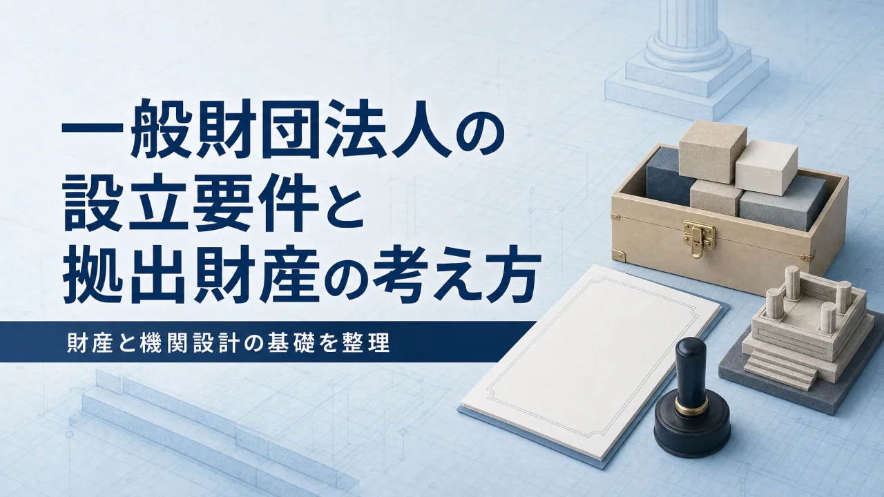 一般財団法人の設立要件と拠出財産の考え方｜実務担当者が押さえるべき基本ルール