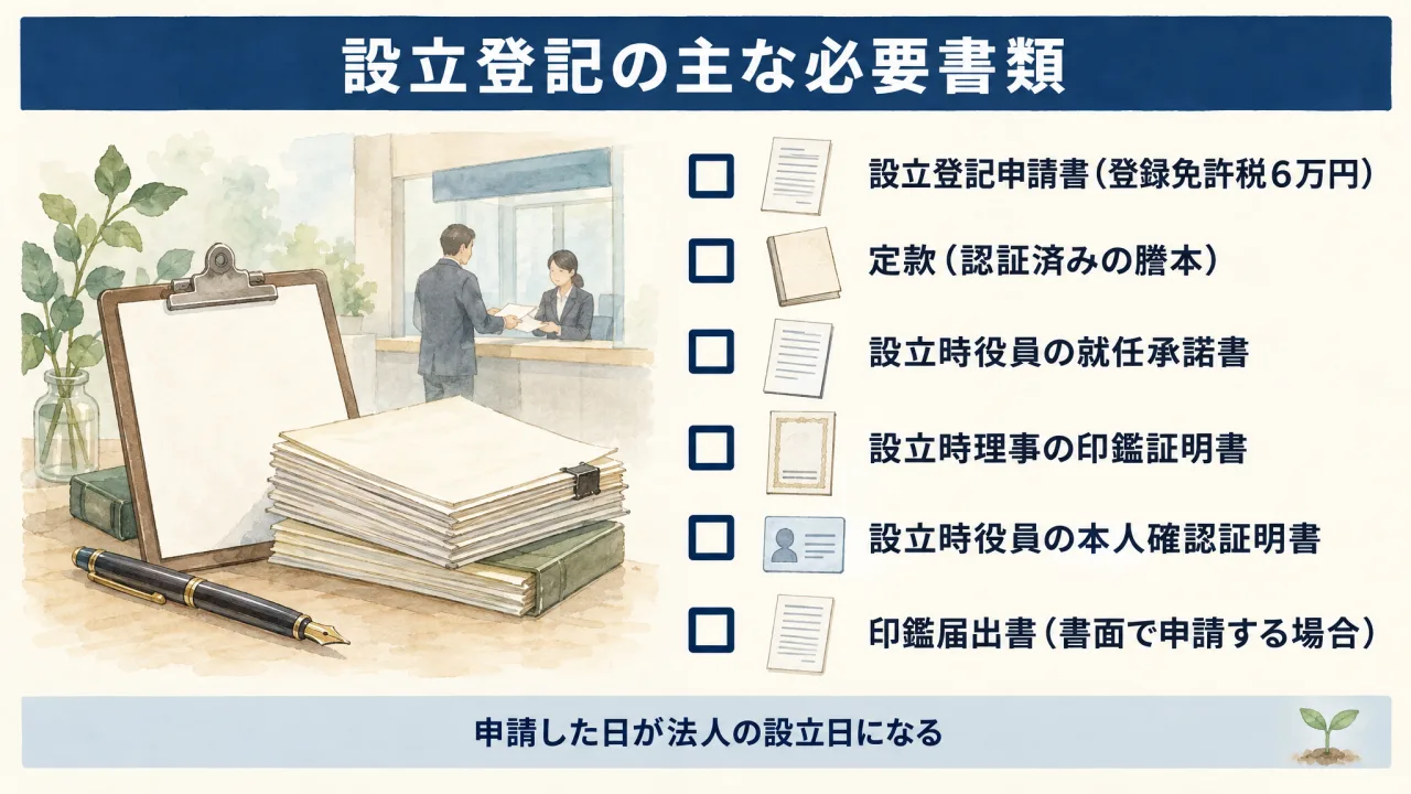 法務局へ設立登記を申請