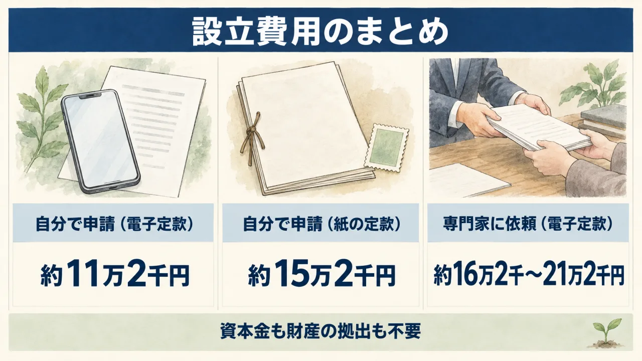 一般社団法人の設立費用のまとめ